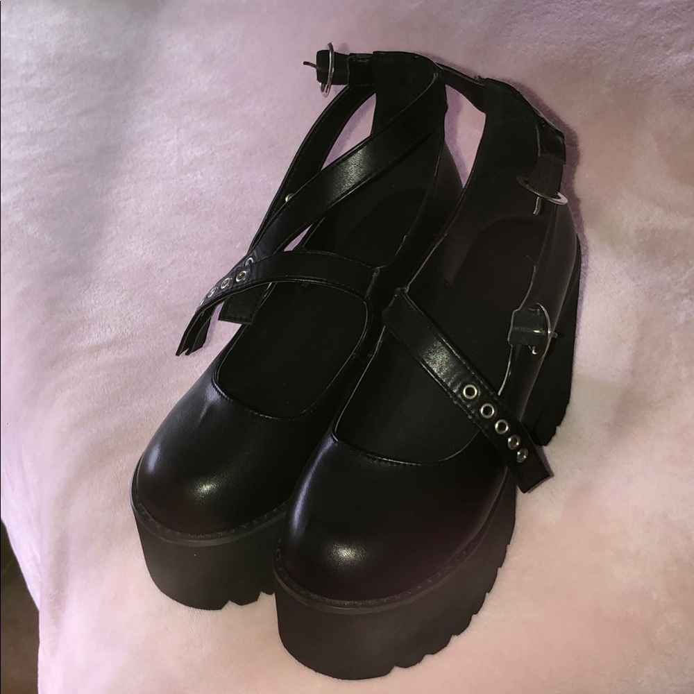 Black Platform Mary Jane Shoes